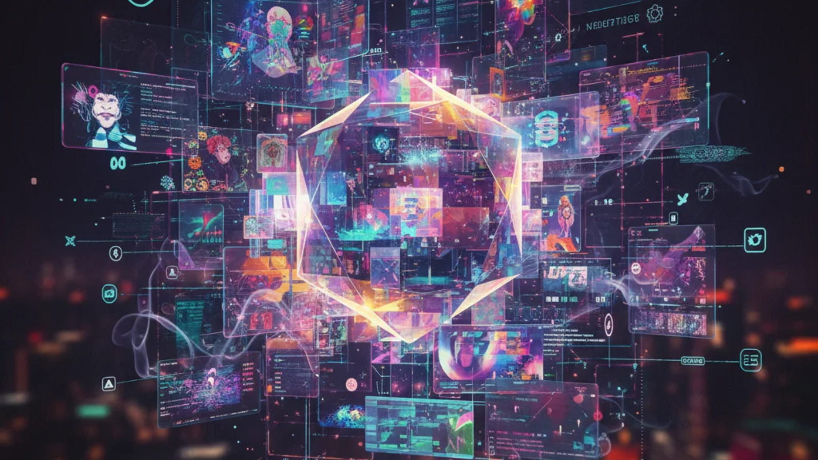 Abstract digital artwork inspired by the Atfboru movement blending creativity, mystery, and technology.