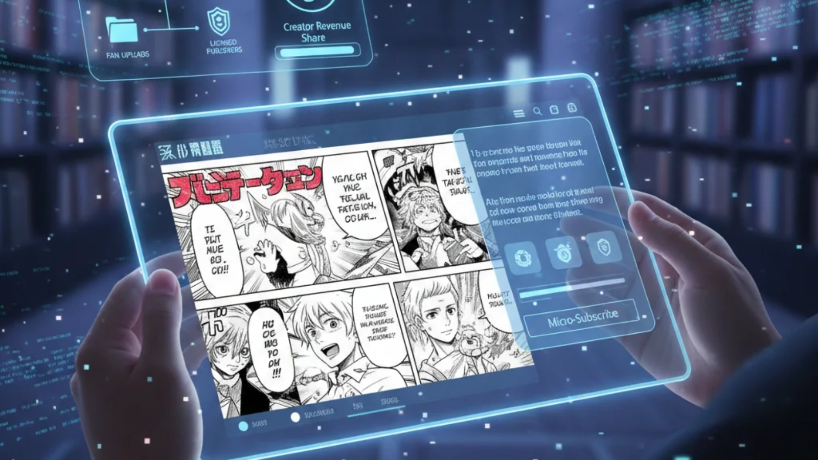 Myreadignmnaga manga platform homepage showing diverse fan-uploaded titles.