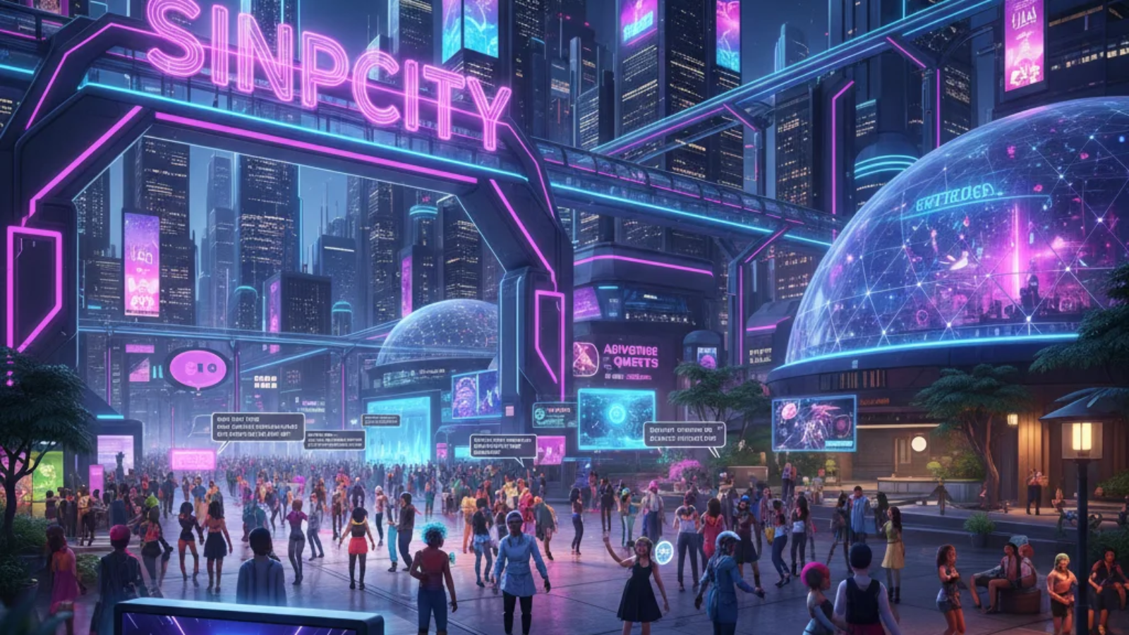 Sinpcity digital city entertainment experience with vibrant nightlife and fun activities
