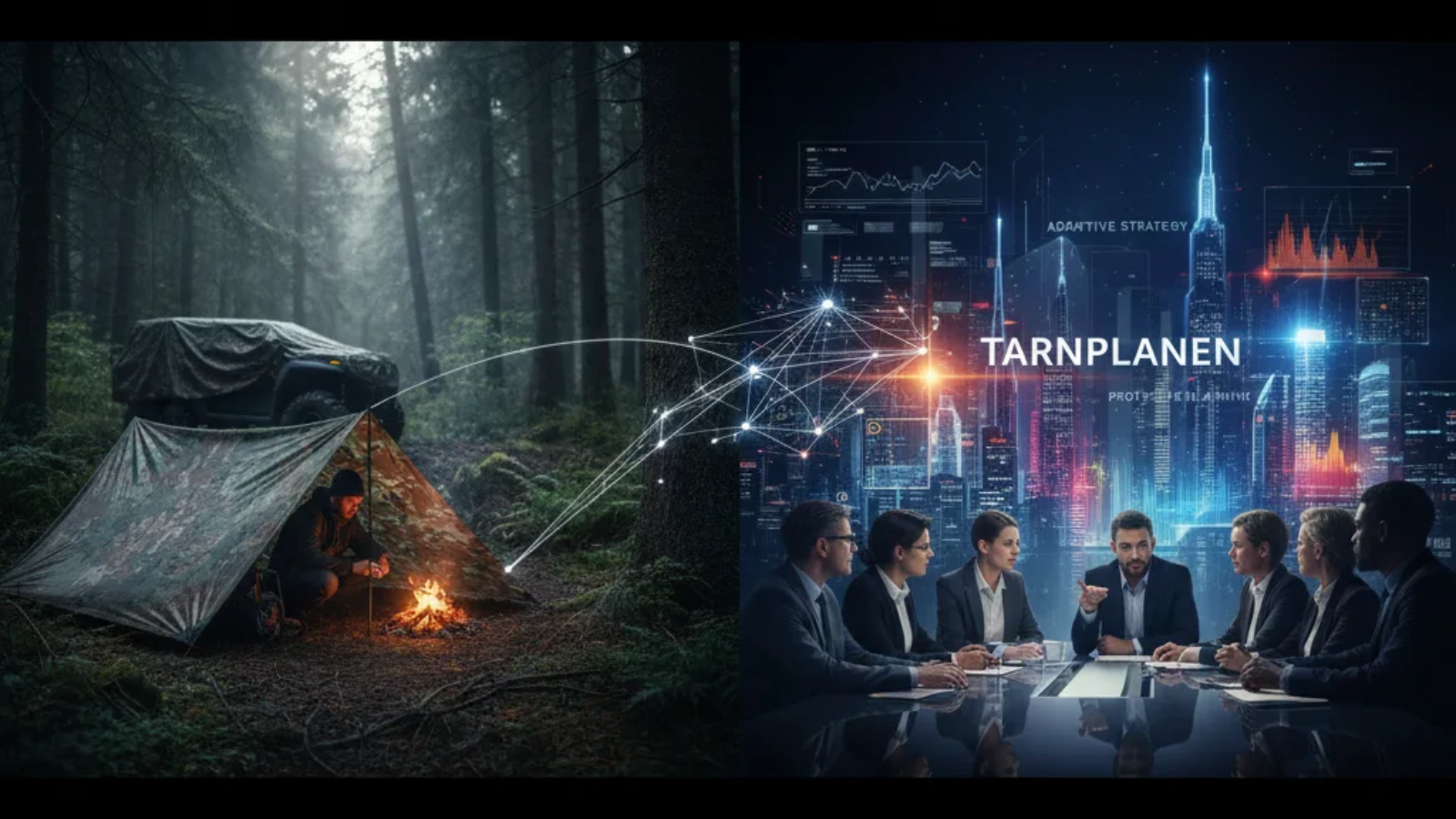 Tarnplanen used for outdoor camouflage and protective covering in natural environment