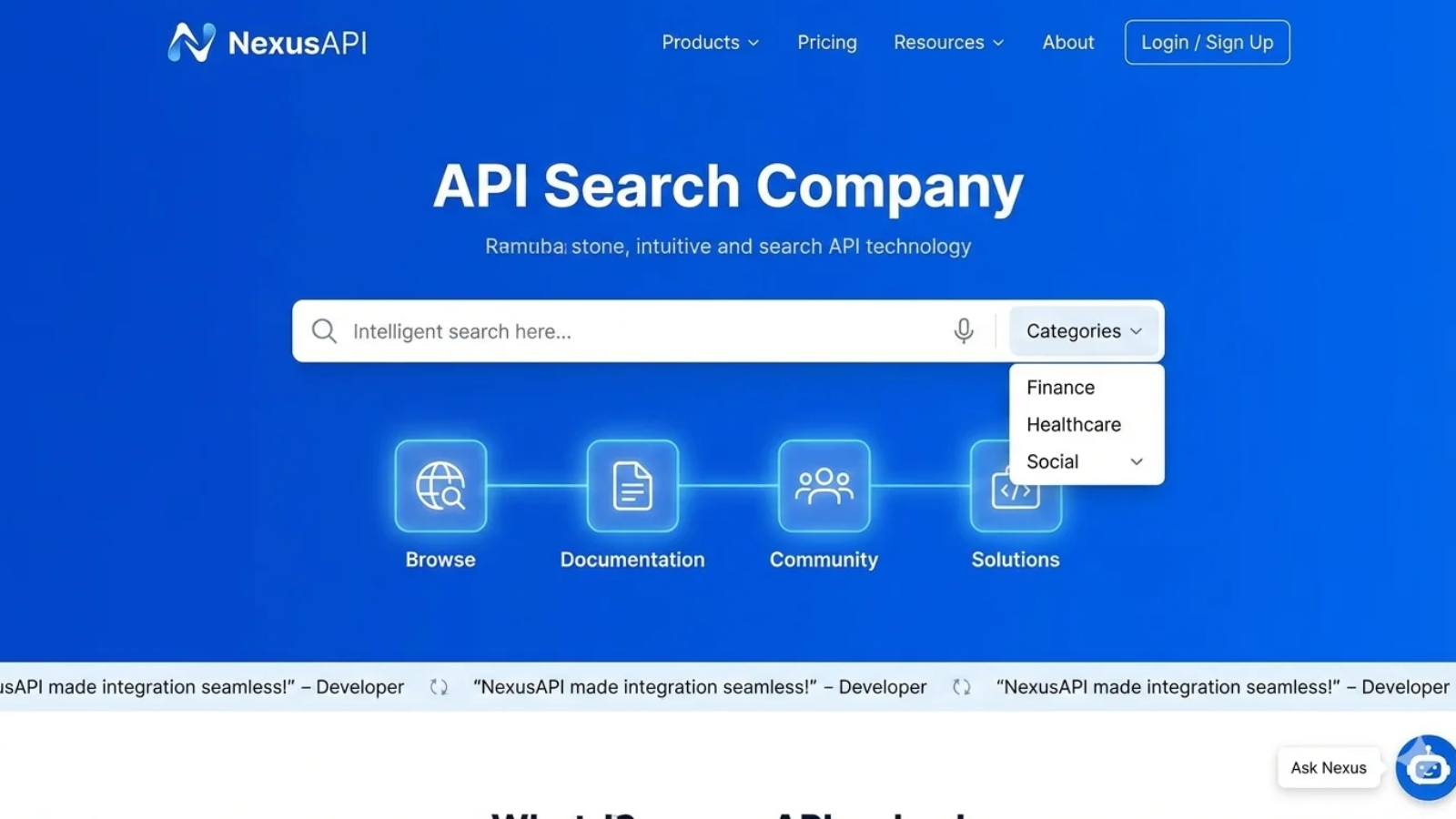 Homepage of a leading API search company showcasing clean layout, intuitive navigation, and powerful search functionality.