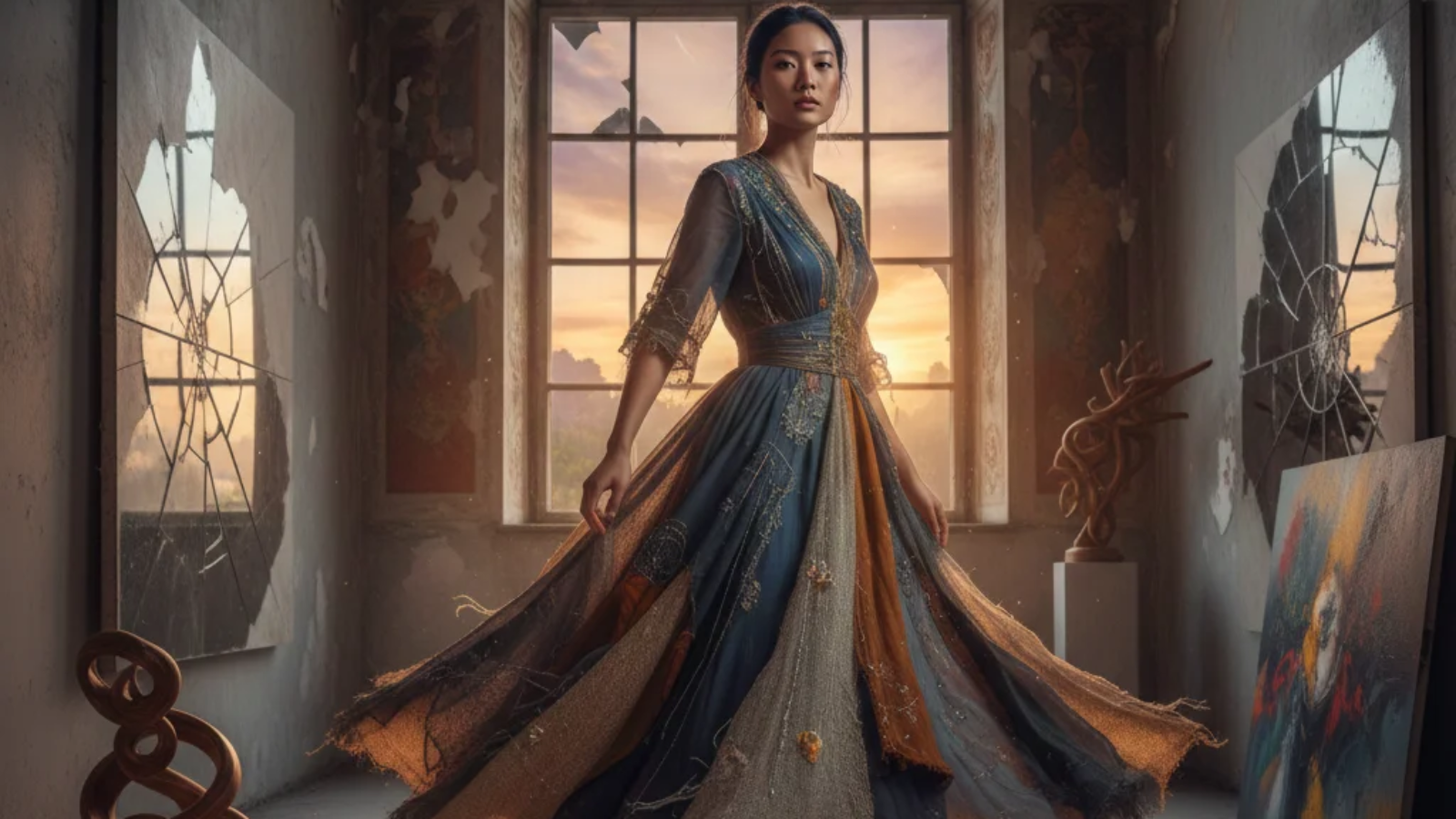 Abstract artwork representing Acamento through bold colors, textures, and expressive modern design