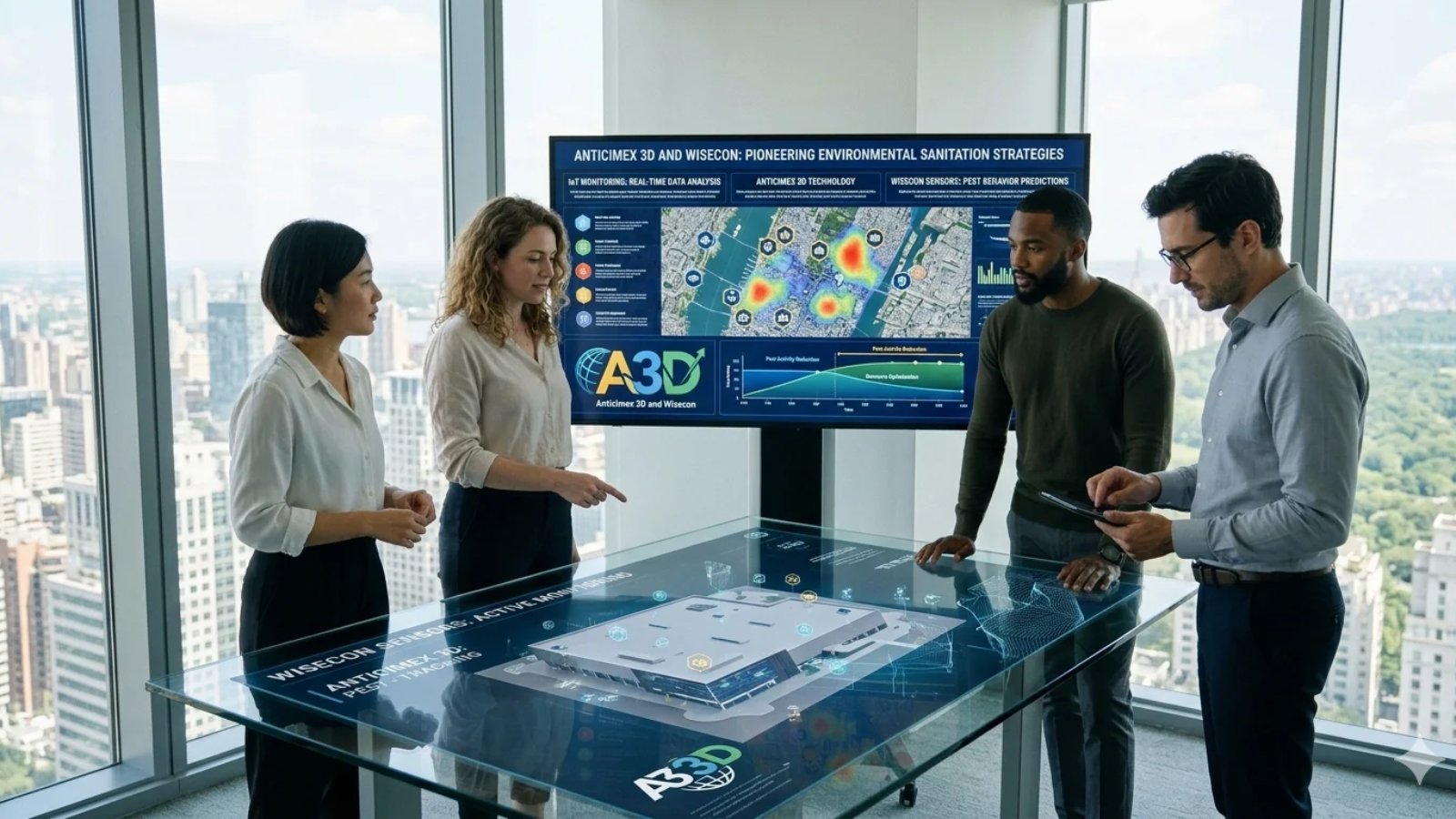 Anticimex 3D smart sensor monitoring environmental sanitation in a commercial facility