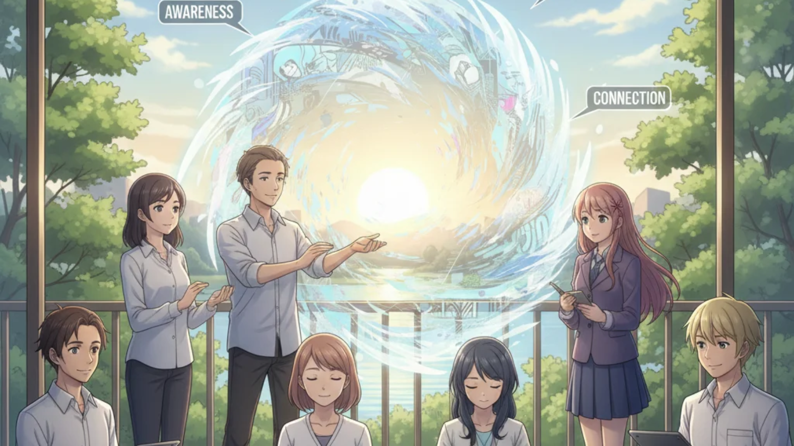 Exhentaime mindful living practice showing a person finding calm and balance in everyday life