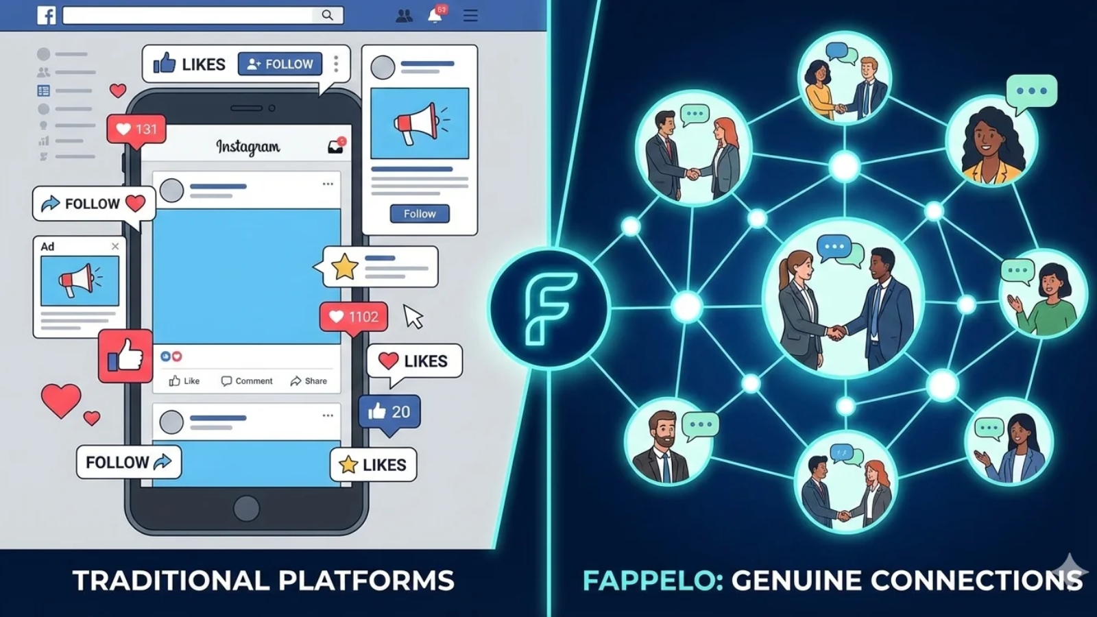 Fappelo platform showcasing meaningful online connections for personal and professional networking