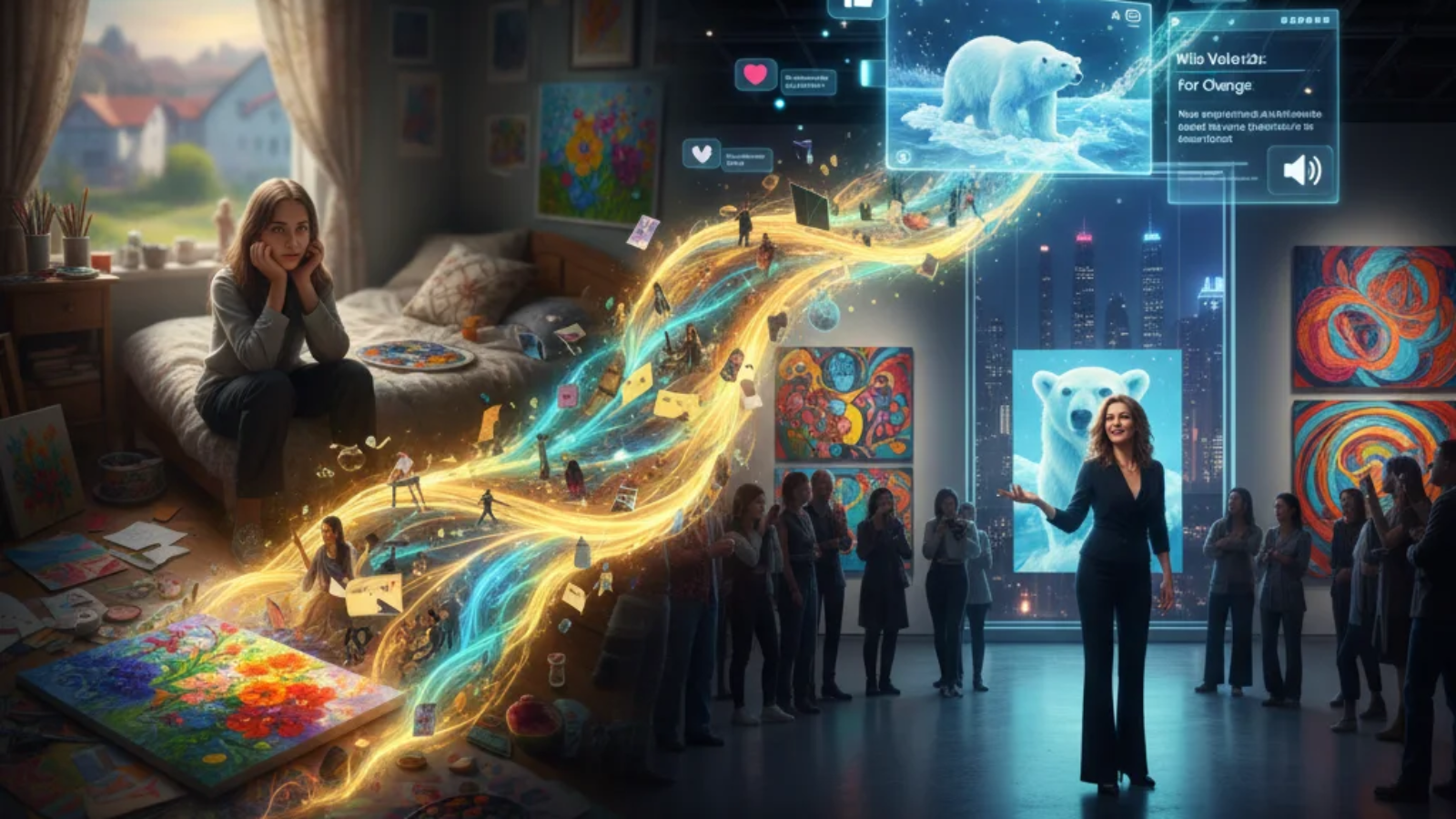 “Portrait of Mila Volovich, influential artist known for using creativity as a voice for social change.”