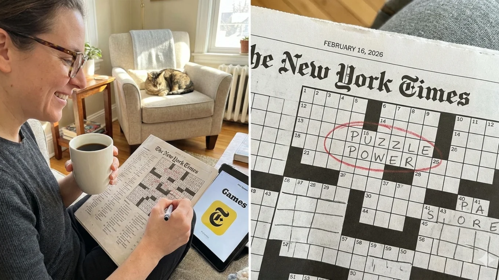 NYT Crossword puzzle grid showcasing clever clues and wordplay from the latest edition.