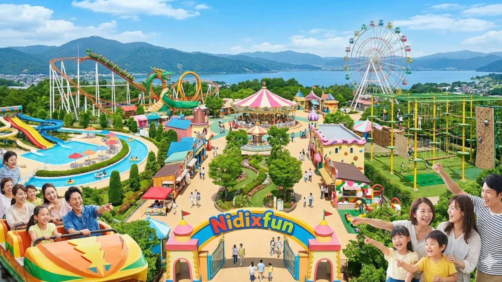 Nidixfun adventure destination featuring theme park rides, water park attractions, and outdoor activities
