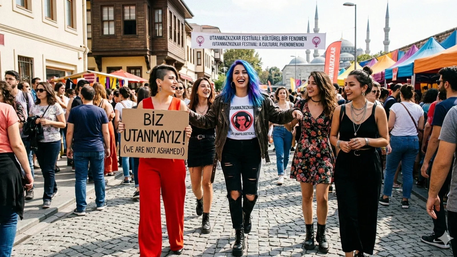 Confident woman expressing individuality representing Utanmazkızkar cultural movement