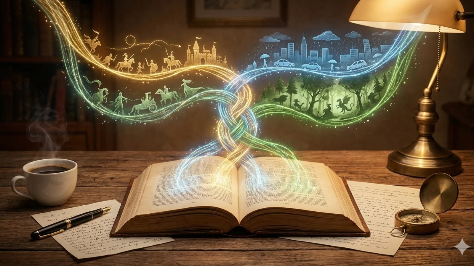 Topics multiple stories concept showing layered storytelling ideas connected through creative writing and narrative flow.