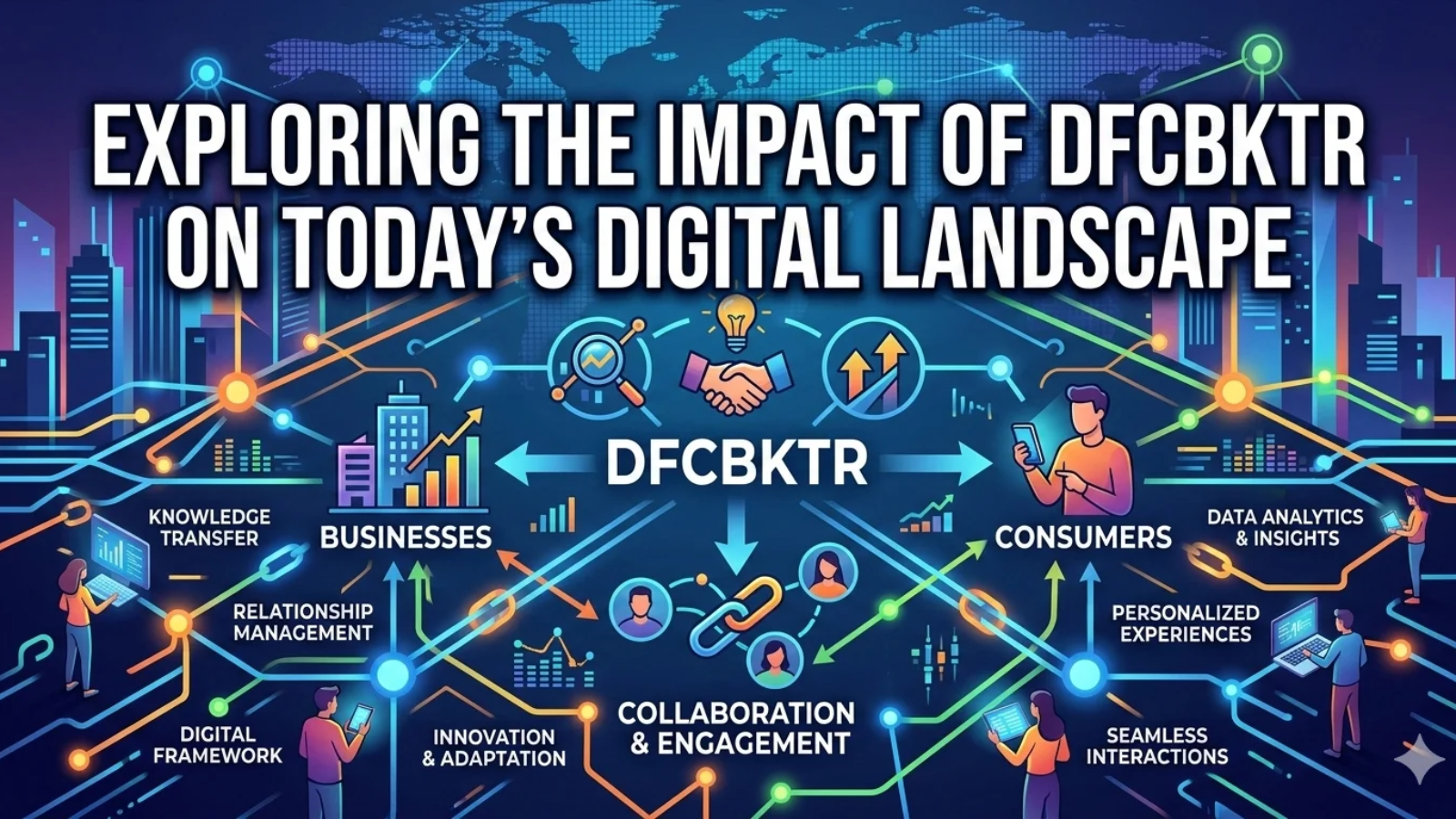 Conceptual graphic explaining DFCBKTR in digital transformation and business collaboration